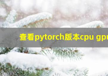 查看pytorch版本cpu gpu